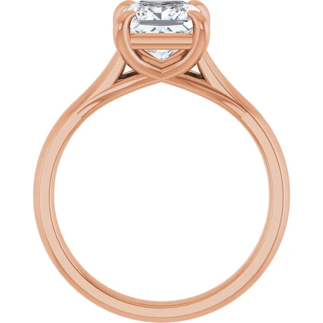 Four Claw Princess Solitaire Engagement Ring