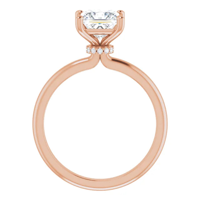 Princess Rose Gold Solitaire Moissanite Engagement Ring