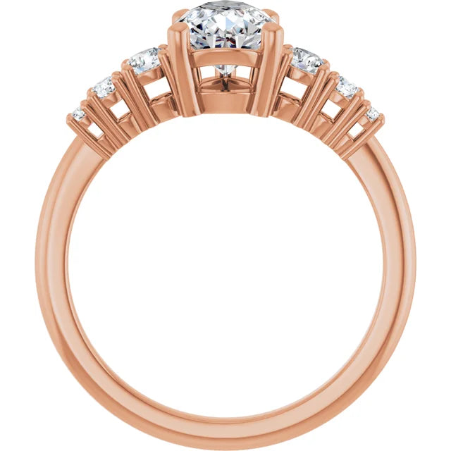 Pear Multi Stone Accent Style Engagement Ring
