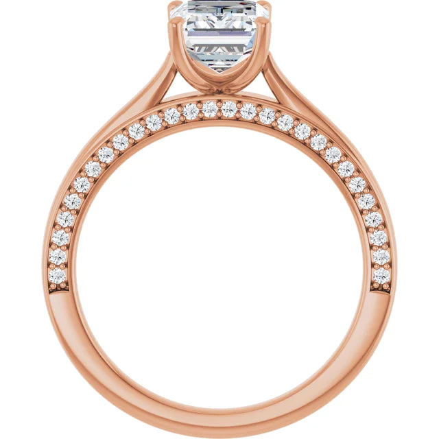 Emerald Rose Gold Solitaire Moissanite Engagement Ring