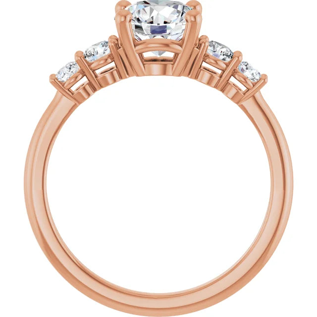 Round Brilliant Multi Stone Accent Style Engagement Ring