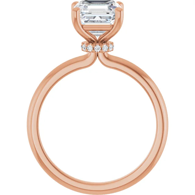 Asscher Rose Gold Solitaire Moissanite Engagement Ring