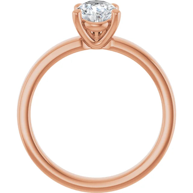 Pear Rose Gold Wide Band Solitaire Moissanite Engagement Ring
