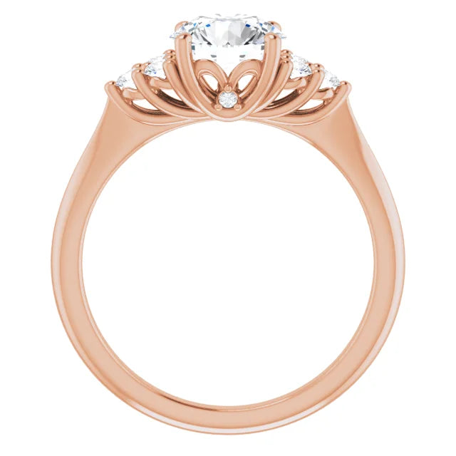 Round Brilliant Rose Gold Accent Style Moissanite Engagement Ring