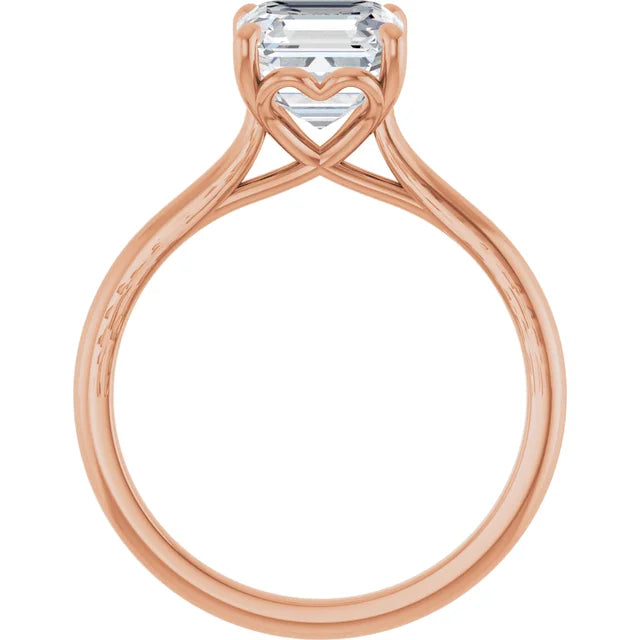 Four Claw Asscher Solitaire Engagement Ring