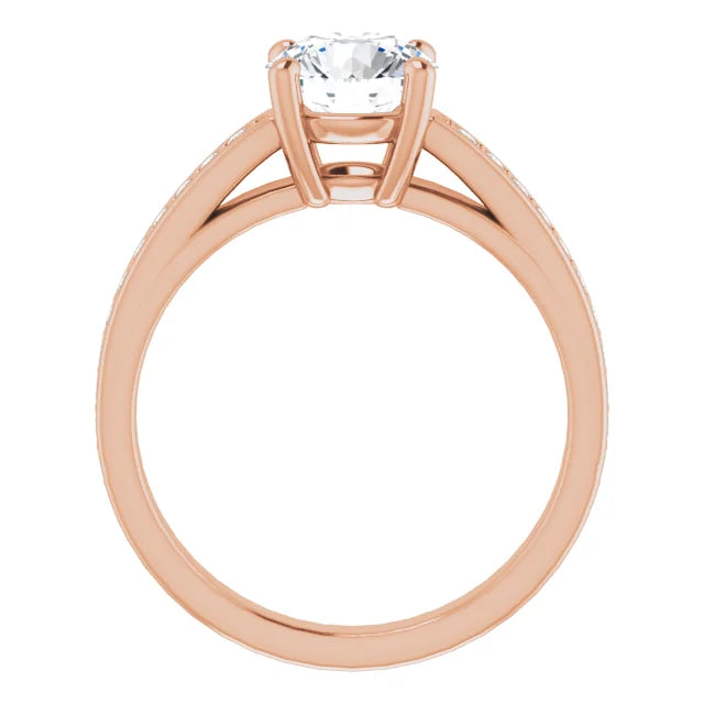 Round Brilliant Rose Gold Claw Set Style Moissanite Engagement Ring