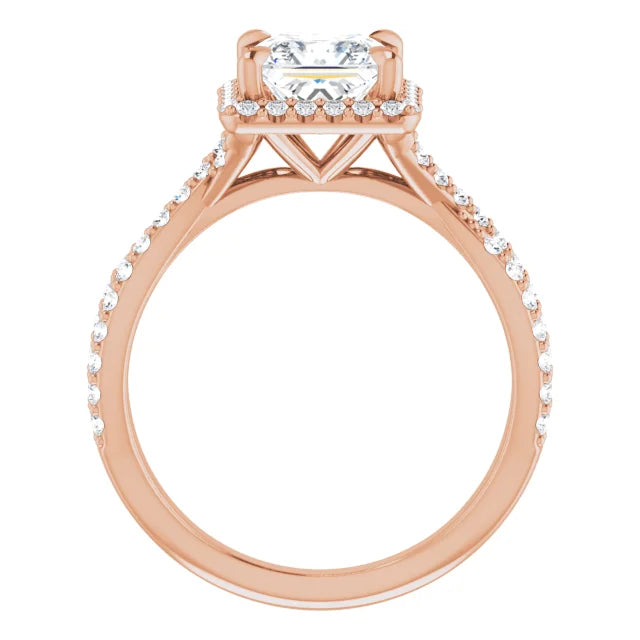 Princess Twist Halo Style Engagement Ring
