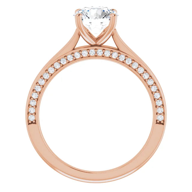 Round Brilliant Solitaire & Hidden Diamond Band Engagement Ring