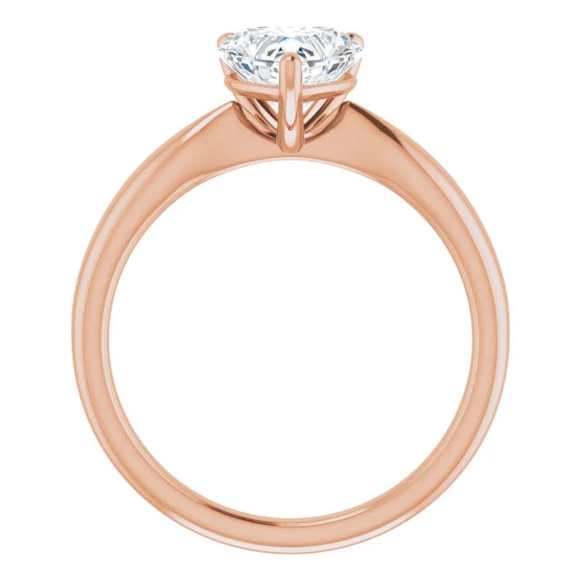 Heart Rose Gold Solitaire Moissanite Engagement Ring