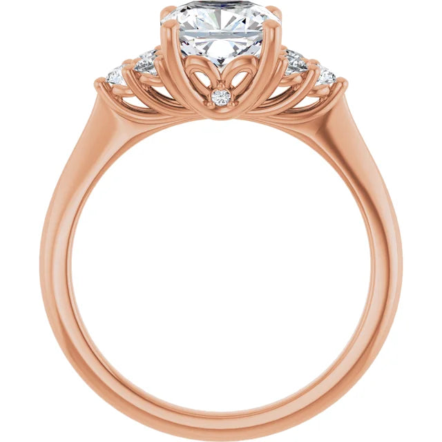 Cushion Rose Gold Accent Style Moissanite Engagement Ring