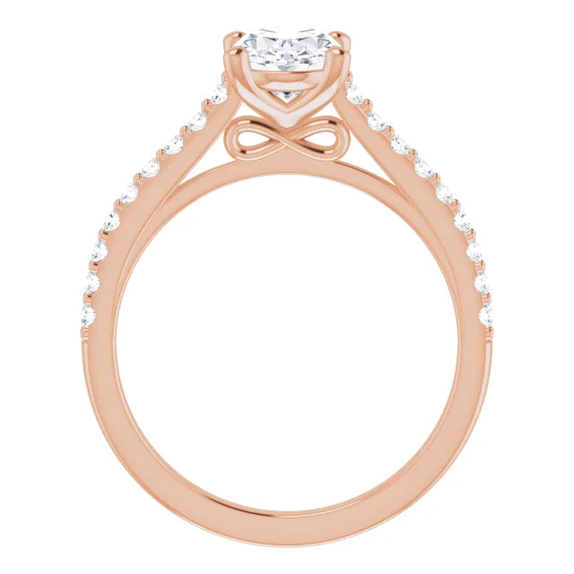 Oval Rose Gold Pave Style Moissanite Engagement Ring