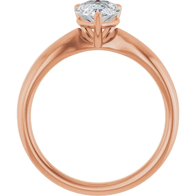 Pear Rose Gold Solitaire Moissanite Engagement Ring