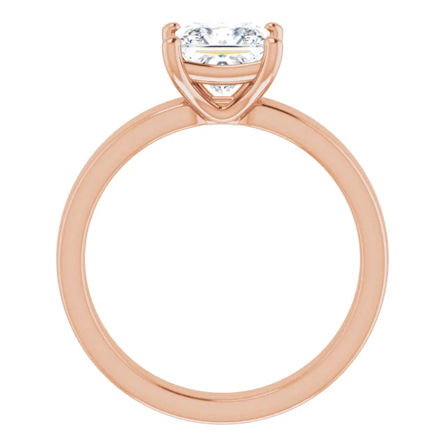 Princess Rose Gold Wide Band Solitaire Moissanite Engagement Ring