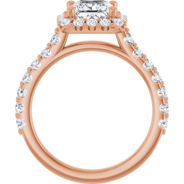 Princess Rose Gold Halo Moissanite Engagement Ring