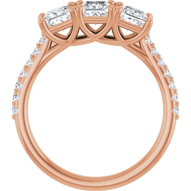 Princess Tri -Stone Style Engagement Ring