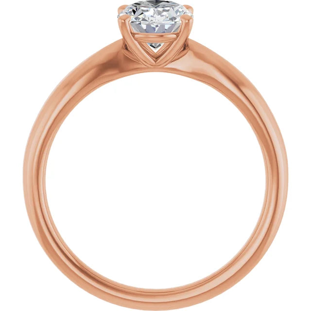 Oval Rose Gold Solitaire Moissanite Engagement Ring