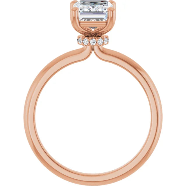 Emerald Rose Gold Solitaire Moissanite Engagement Ring