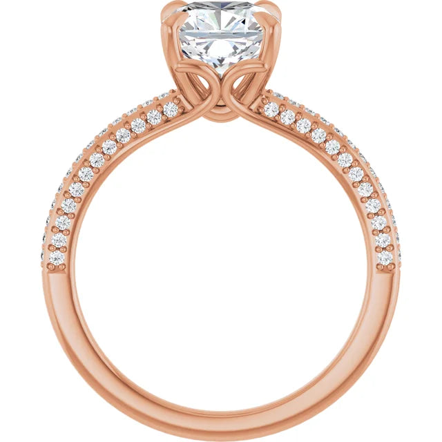 Cushion Rose Gold Pave Moissanite Engagement Ring