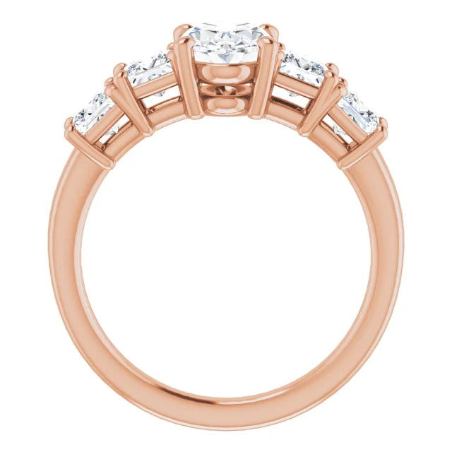 Oval Multi Stone Accent Style Engagement Ring
