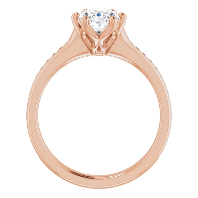 Oval Six Claw Channel Set Style Engagement Ring