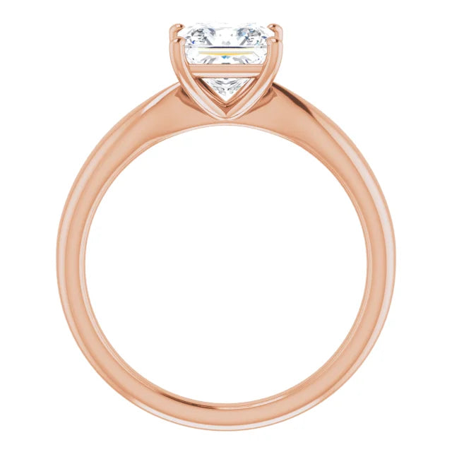 Princess Rose Gold Solitaire Moissanite Engagement Ring