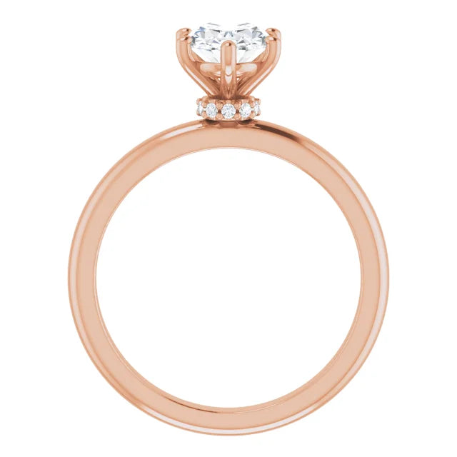 Oval Rose Gold Solitaire Moissanite Engagement Ring