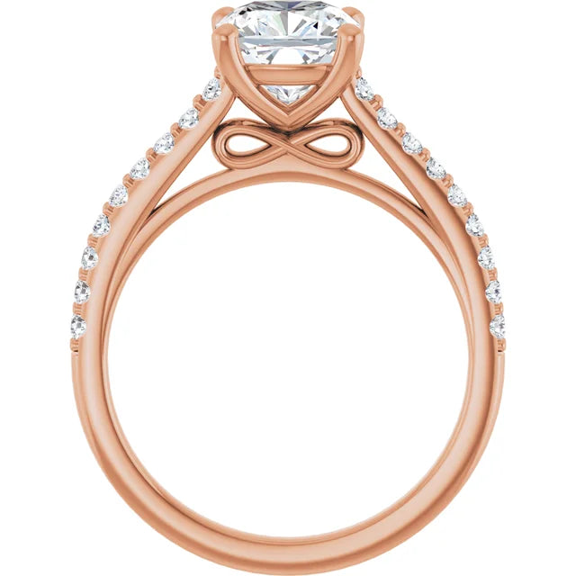 Cushion Rose Gold Pave Style Moissanite Engagement Ring