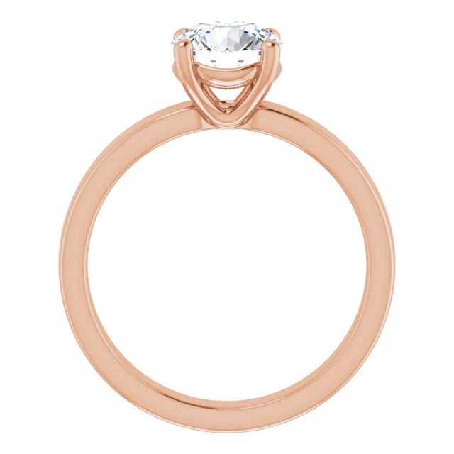 Round Brilliant Rose Gold Wide Band Solitaire Moissanite Engagement Ring