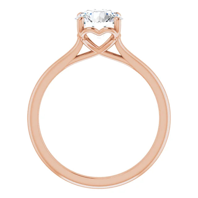 Round Brilliant Rose Gold Four Claw Solitaire Moissanite Engagement Ring
