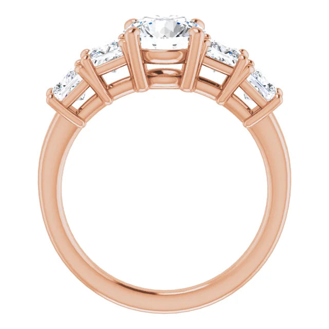 Round Brilliant Multi Stone Accent Style Engagement Ring
