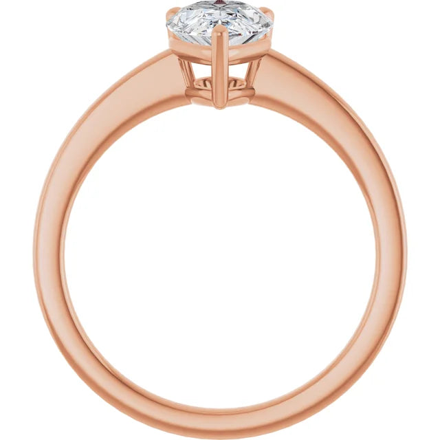 Pear Rose Gold Solitaire Moissanite Engagement Ring