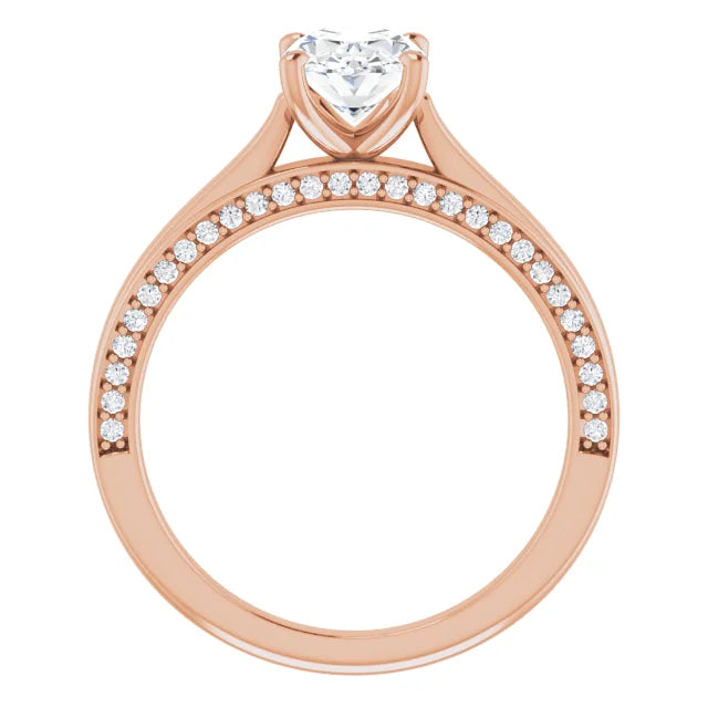 Oval Rose Gold Solitaire Moissanite Engagement Ring