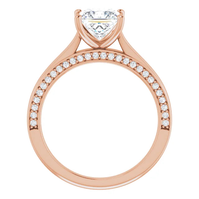 Princess Rose Gold Solitaire Moissanite Engagement Ring