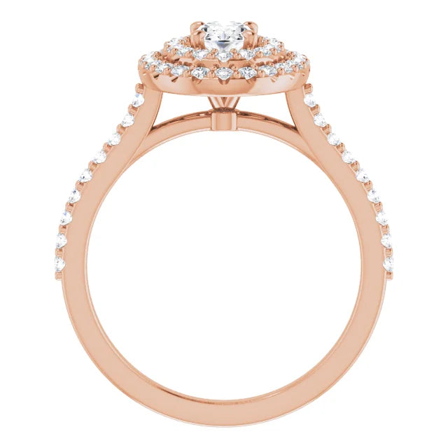 Oval Double Halo Rose Gold Lab Diamond Engagement Ring