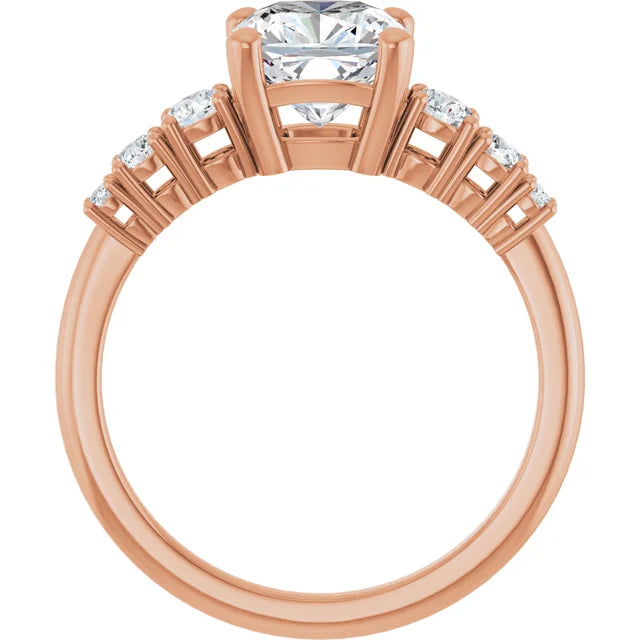 Cushion Multi Stone Accent Style Engagement Ring