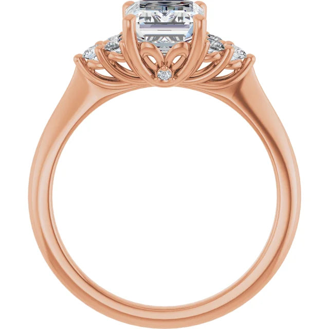 Emerald Rose Gold Accent Style Moissanite Engagement Ring