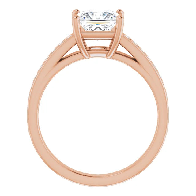 Princess Rose Gold Claw Set Style Moissanite Engagement Ring