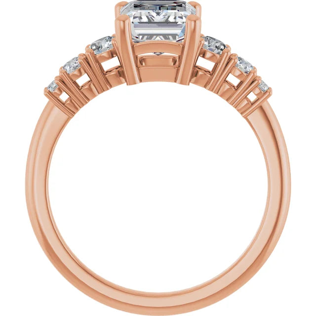 Emerald Multi Stone Accent Style Engagement Ring