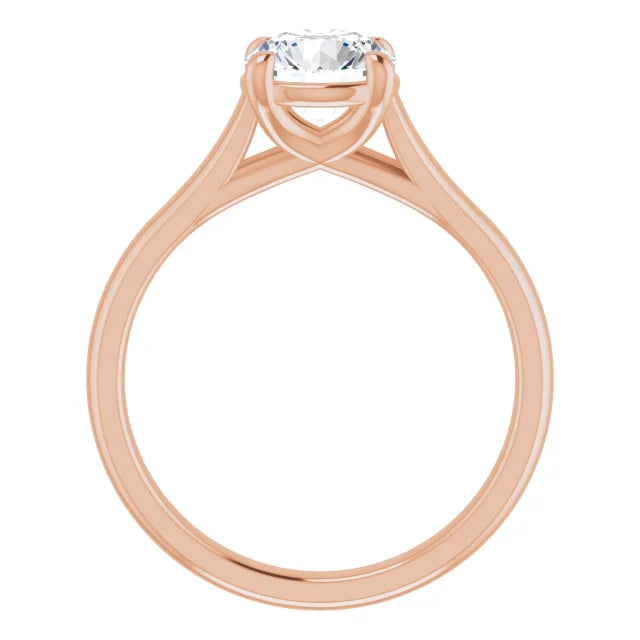 Four Claw Round Brilliant Rose Gold Solitaire Moissanite Engagement Ring