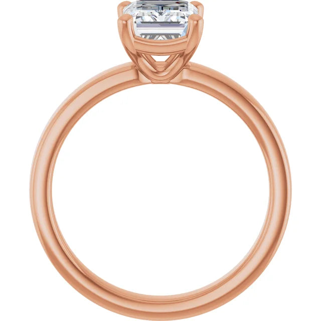 Emerald Wide Band Solitaire Engagement Ring