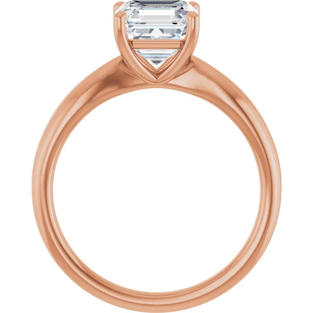 Asscher Rose Gold Solitaire Moissanite Engagement Ring