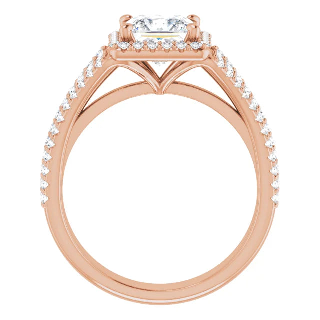 Princess Halo Style Engagement Ring