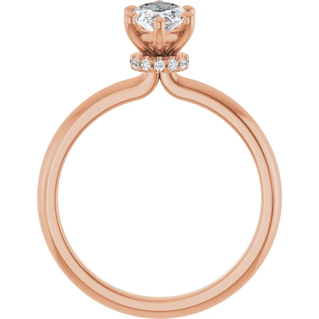 Marquise Rose Gold Solitaire Moissanite Engagement Ring