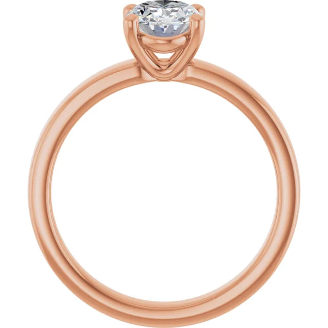 Oval Wide Band Solitaire Engagement Ring
