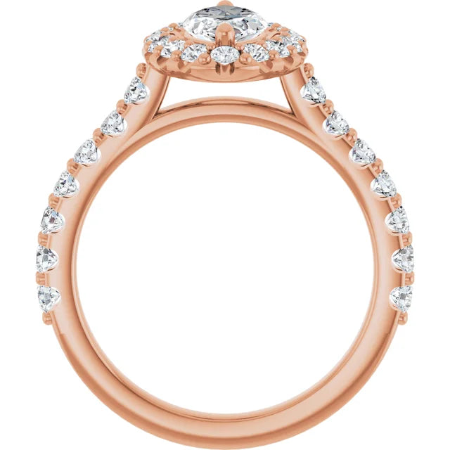 Marquise Rose Gold Halo Moissanite Engagement Ring