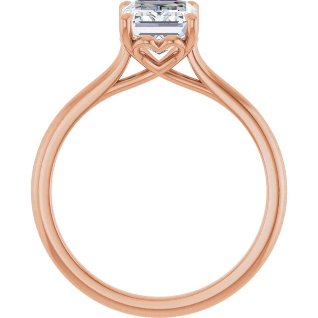 Emerald Rose Gold Four Claw Solitaire Moissanite Engagement Ring