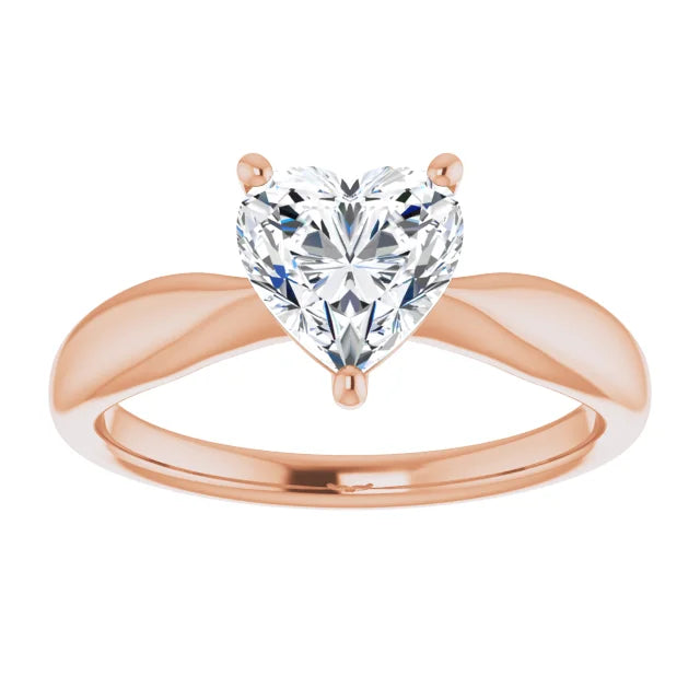 Heart Rose Gold Solitaire Moissanite Engagement Ring