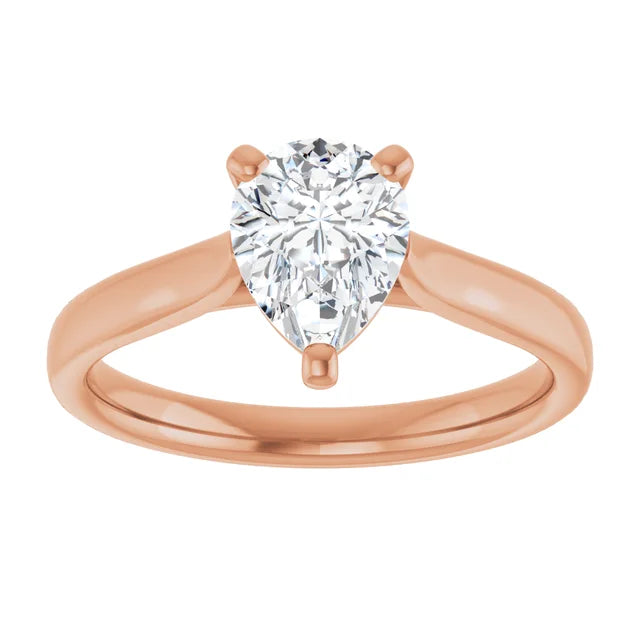 Three Claw Pear Solitaire Engagement Ring