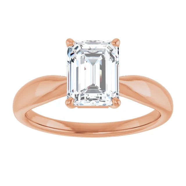 Emerald Rose Gold Solitaire Moissanite Engagement Ring