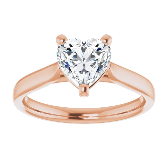 Heart Rose Gold Solitaire Moissanite Engagement Ring